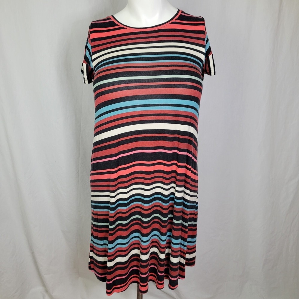 Motherhood Maternity Striped Midi Dress Casual Summer Short Sleeve Dress Size M - Picture 7 of 9
